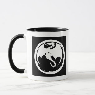 Weiße-Drache-schwarze Kombitasse Tasse