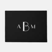 Weiße Drei-initiale Monogramm auf schwarz Fußmatte (Vorderseite)