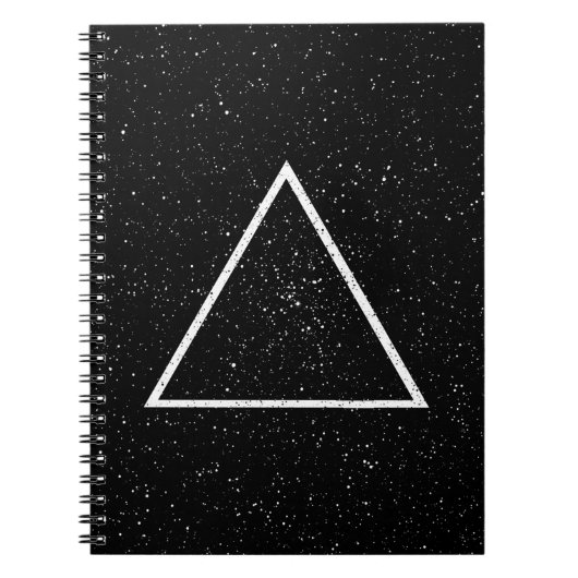 Weiße Dreieck-Kontur auf schwarzem Notizblock (Vorderseite)