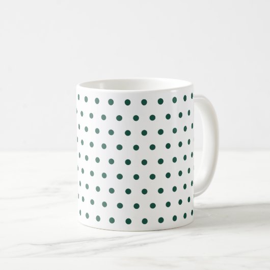Weiße dunkelgrüne Polka Dots Clean einfache Minima Kaffeetasse (VorderseiteRechts)
