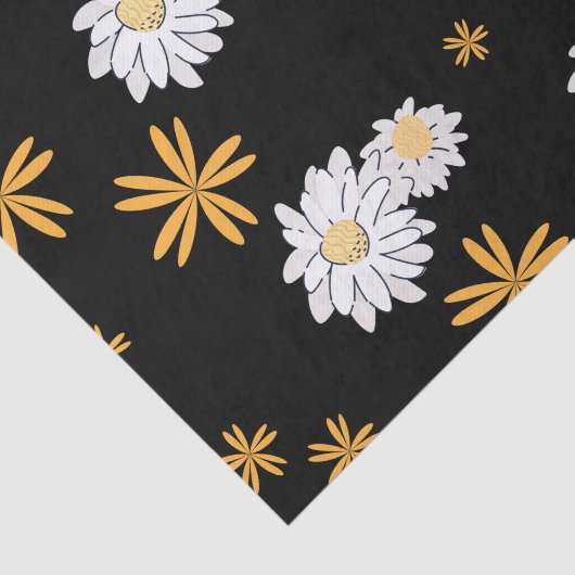 Weiße dunkle Blume in schwarzem Hintergrund Seidenpapier (Ausschnitt)