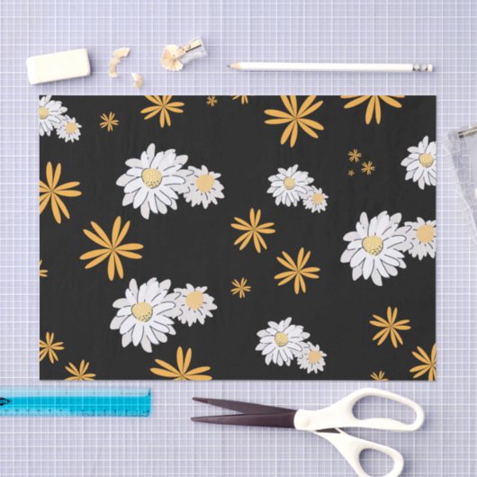 Weiße dunkle Blume in schwarzem Hintergrund Seidenpapier (Handwerk)