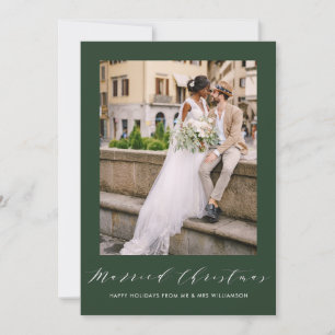weiße dünne Schrift Urlaub Hochzeitsankündigung Feiertagskarte