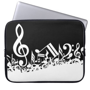 Weiße durcheinandergebrachte musikalische laptopschutzhülle