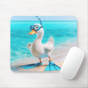 Weiße Dusche mit Flippern am Strand Mousepad