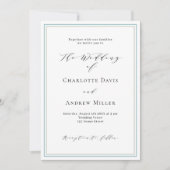 Weiße dustig blaue Salbei formale Hochzeit Einladung (Vorderseite)
