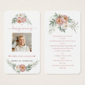 Weiße Dusty Rose Blumengebet Foto Beerdigung Gebet (Vorne & Hinten)