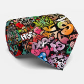 Weiße dynamische Straßenkunst Graffiti-Kunstmuster Krawatte (Gerollt)