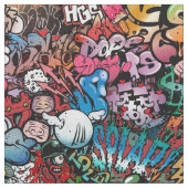 Weiße dynamische Straßenkunst Graffiti-Kunstmuster Stoff (Nahaufnahme)