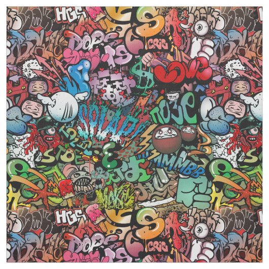 Weiße dynamische Straßenkunst Graffiti-Kunstmuster Stoff (Muster)