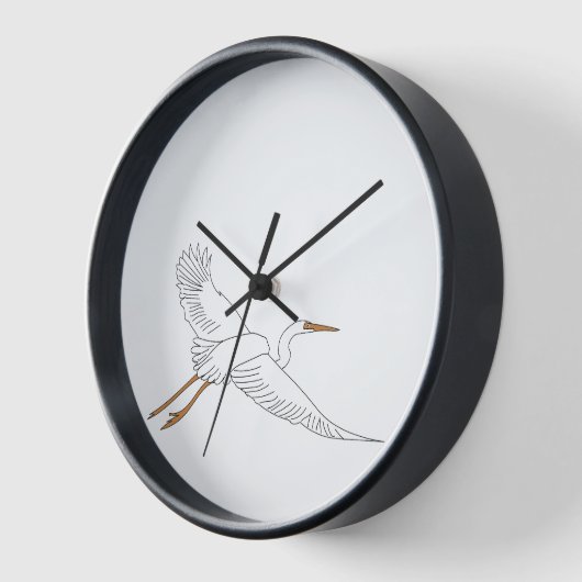 Weiße Egret im Flug. Uhr (Winkel)