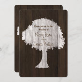 Weiße Eichenbäume und Holz Rustikale Hochzeitseinl Einladung (Vorne/Hinten)