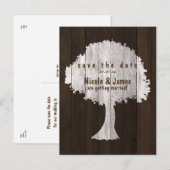 Weiße Eichenholz-Rustikale Save The Date-Postkarte Ankündigungspostkarte (Vorne/Hinten)