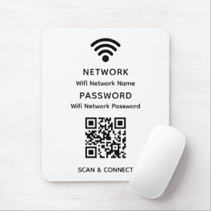 Weiße einfache elegante Wifi-QR-Code-Netzwerk-Pass Mousepad