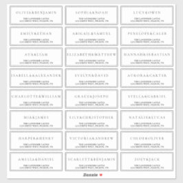 Weiße einfache formelle Hochzeitsadresse Aufkleber