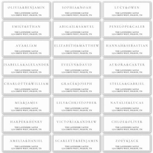 Weiße einfache formelle Hochzeitsadresse Aufkleber (Vorderseite)