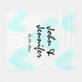 weiße einfache minimale Textstil-Hochzeit blaues H Fleecedecke (Vorderseite (Horizontal))