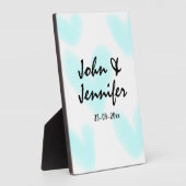 weiße einfache minimale Textstil-Hochzeit blaues H Fotoplatte (Seite)