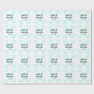 weiße einfache minimale Textstil-Hochzeit blaues H Geschenkpapier