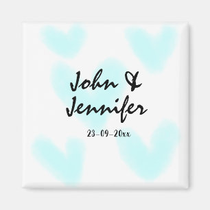 weiße einfache minimale Textstil-Hochzeit blaues H Magnet