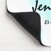 weiße einfache minimale Textstil-Hochzeit blaues H Mousepad (Ecke)
