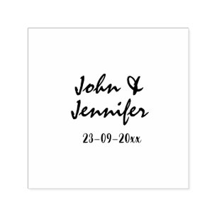 weiße einfache minimale Textstil-Hochzeit blaues H Permastempel