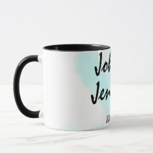 weiße einfache minimale Textstil-Hochzeit blaues H Tasse