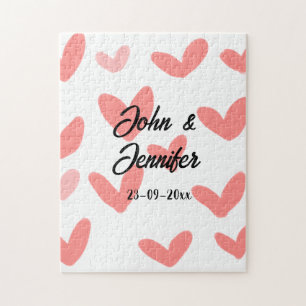 weiße einfache minimale Textstil-Hochzeit rotes He Puzzle