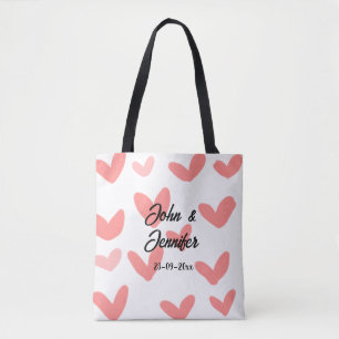 weiße einfache minimale Textstil-Hochzeit rotes He Tasche