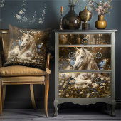 Weiße Einhorn Blaue Butterfly Weide Blumenfantasie Seidenpapier