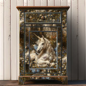 Weiße Einhorn Blaue Butterfly Weide Blumenfantasie Seidenpapier