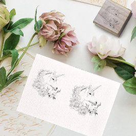 Weiße Einhorn-Blume Rosa Schwarz Gummistempel