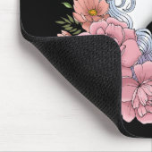 Weiße Einhorn-Blume Rosa Schwarz Mousepad (Ecke)