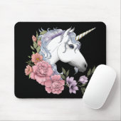 Weiße Einhorn-Blume Rosa Schwarz Mousepad (Mit Mouse)