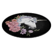 Weiße Einhorn-Blume Rosa Schwarz Schneidebrett (Ecke)