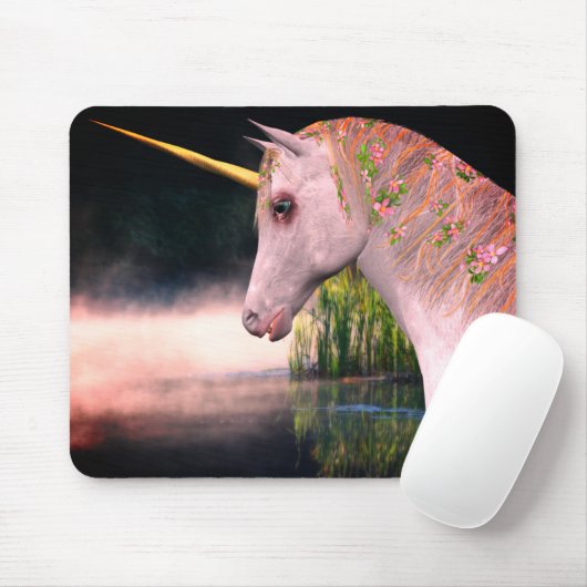 Weiße Einhorn in neugieriger Fantasie Kunst Mousepad (Mit Mouse)