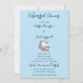 Weiße Einhorn-Rosa-Blume Hochzeit Einladung (Vorderseite)