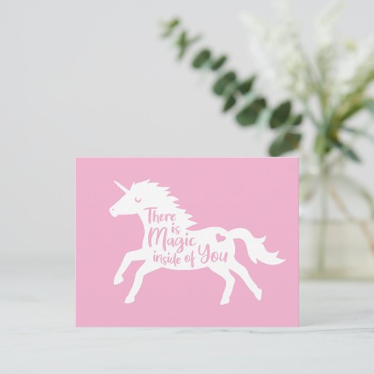 Weiße Einhorn-Silhouette-Magie in dir Postkarte (Stehend Vorderseite)