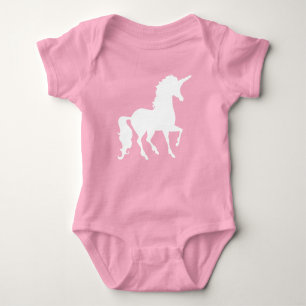 Weiße Einhorn-Silhouette Schönes Whimsical Baby Strampler