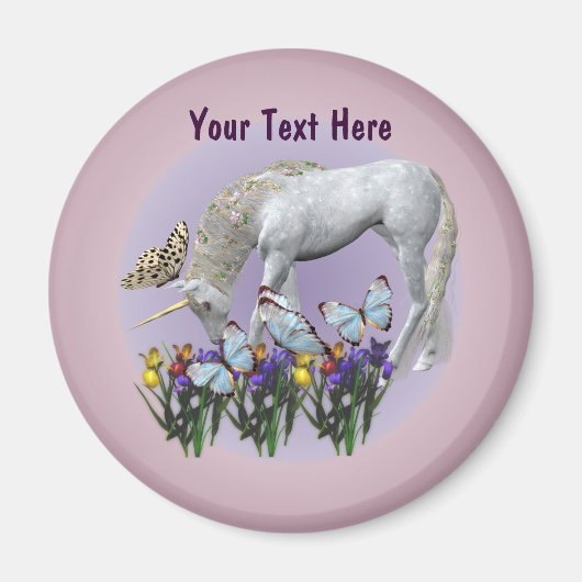 Weiße Einhorn- und Schmetterlingsmagnete Magnet (Vorne)