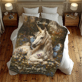 Weiße Einhornblume Schmetterling Wiese Blumenmuseu Fleecedecke