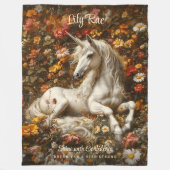 Weiße Einhornblüte Weide Fantasy Horst Fleecedecke (Vorderseite)