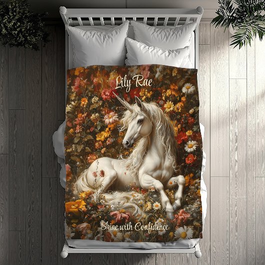 Weiße Einhornblüte Weide Fantasy Horst Fleecedecke