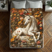 Weiße Einhornblüte Weide Fantasy Horst Fleecedecke