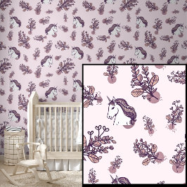 Weiße Einhörner auf rosa Tapete