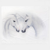 Weiße Einhörner Fleecedecke (Vorderseite (Horizontal))