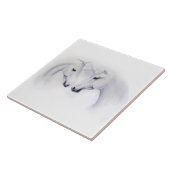 Weiße Einhörner Fliese (Seite)