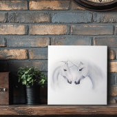Weiße Einhörner Fliese