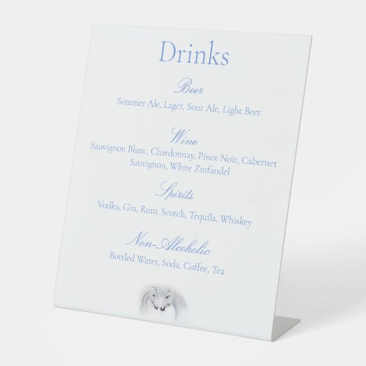 Weiße Einhörner Liebe Couple Drinks Menü Sockelschild (Vorderseite)