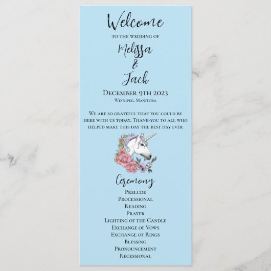 Weiße EinhornPink-Blume Blau Programm (Vorderseite)